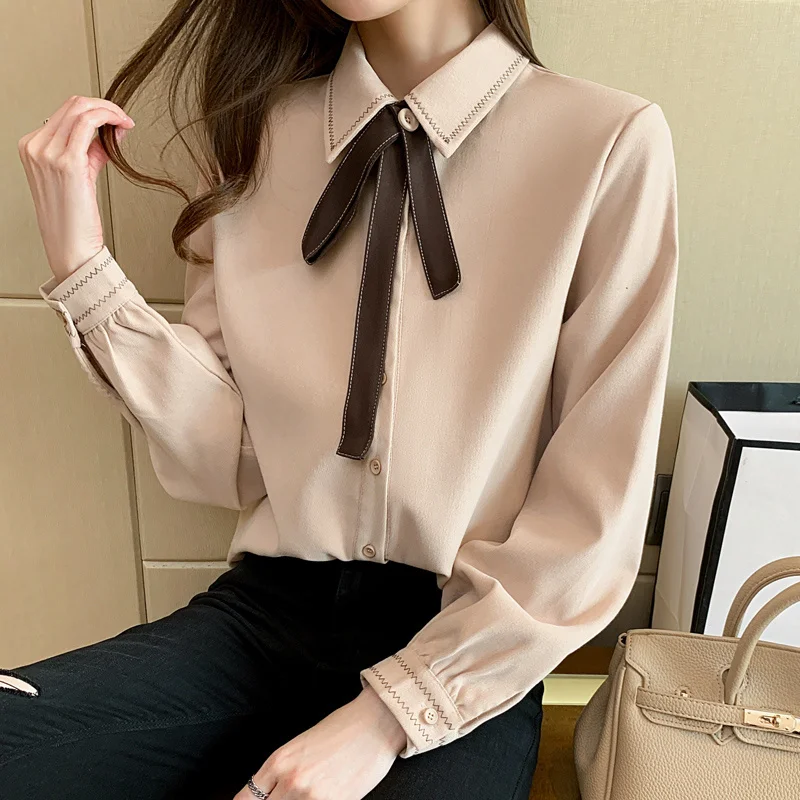 

Retro French Western Style Small Shirt 2021 Early Autumn New Japanese Style Women's Shirt Temperament Leisure Chiffon Long