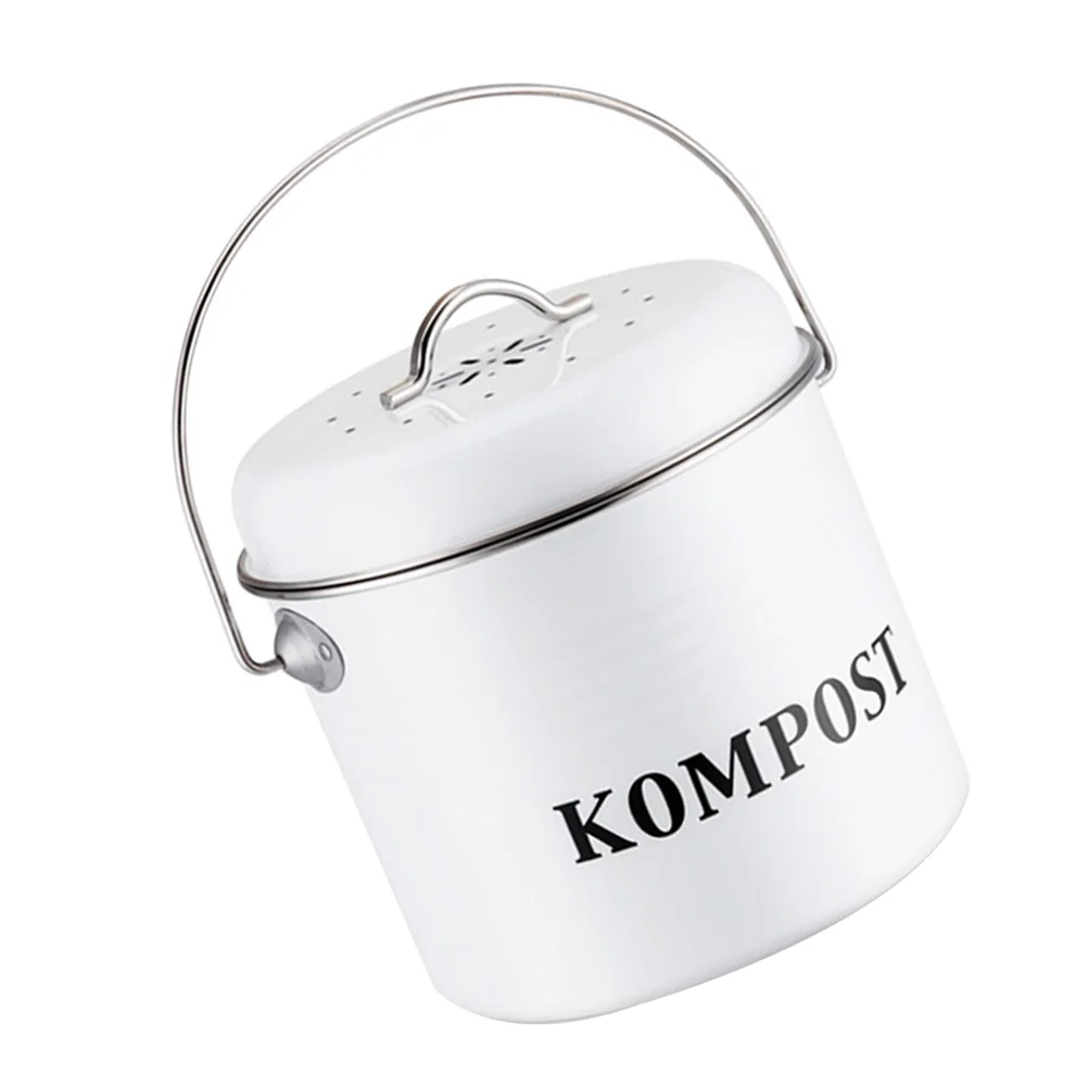 

1Pc Portable Garbage Can Waterproof Iron Trash Container Garbage Bucket (White)
