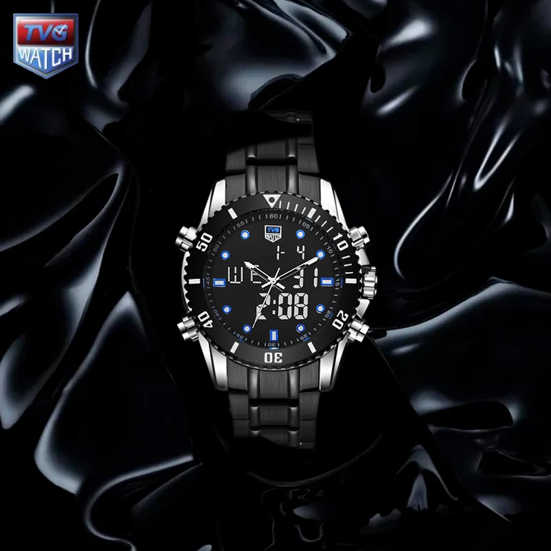 Часы наручные TVG мужские спортивные водонепроницаемые кварцевые с двойным