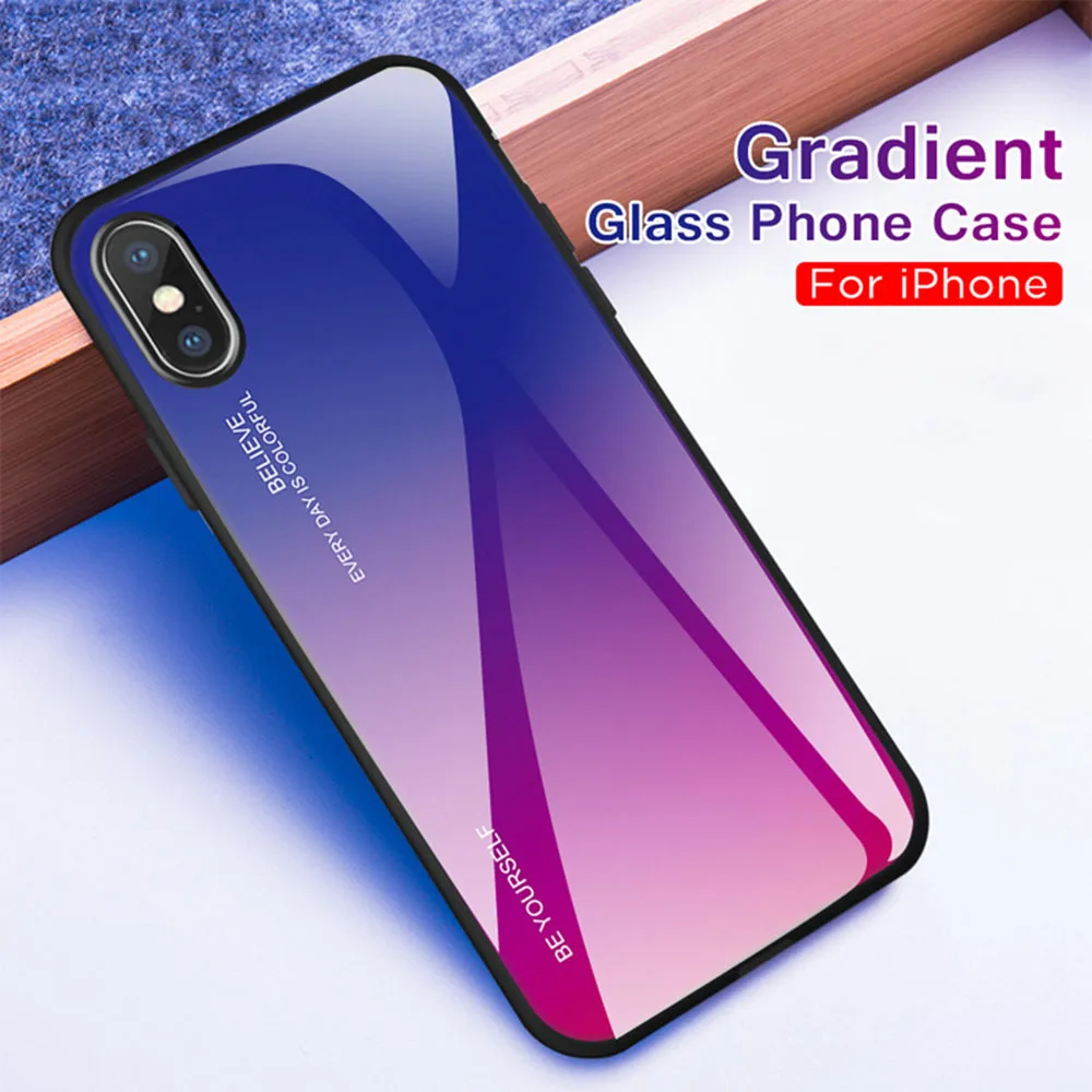 KISSCASE Tempered Glass Phone Case For Samsung A50 A70 A40 A30 Gradient Cases S8 Plus S9 S10 S10E A7 2018 Back Cover |