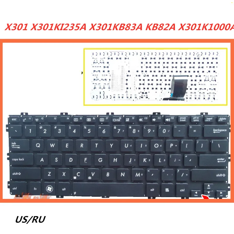 Клавиатура с русской и английской раскладкой для ноутбука Asus X301 X301KI235A X301KB83A KB82A