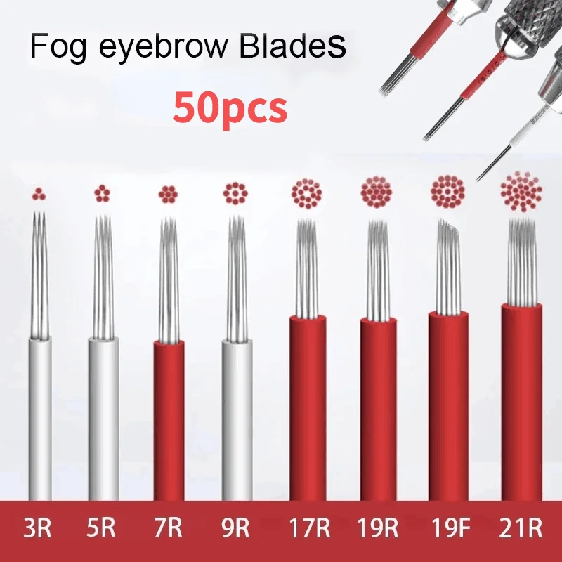 

50 PCS Manual Microblade Round Needle Tattoo Pen Needle Eyebrow/Lip Permanent Makeup Tool Tattoo Supplies
