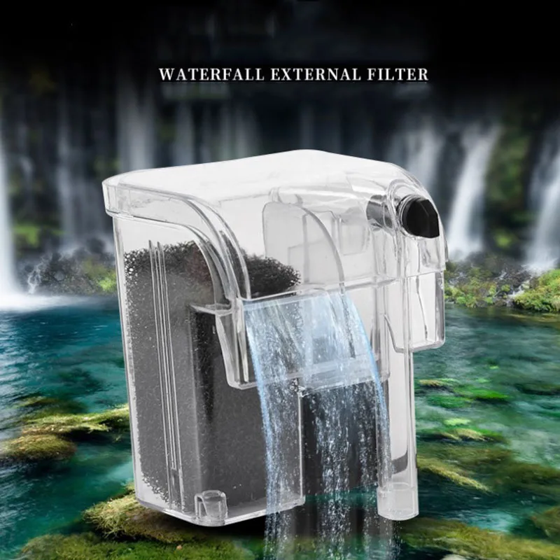 

Mini Aquarium Fish Tank Waterfall Hang On External Oxygen Pump Water Filter Aquarium Accessories Filtration Products
