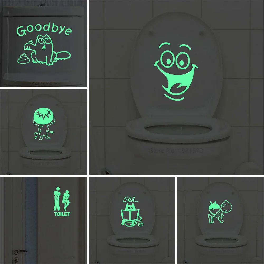  Bathroom Wall Stickers Toilet Home Decoration Removable Wall Decals for Toilet Sticker Decorative Paste Home Decor Glow in Dark 