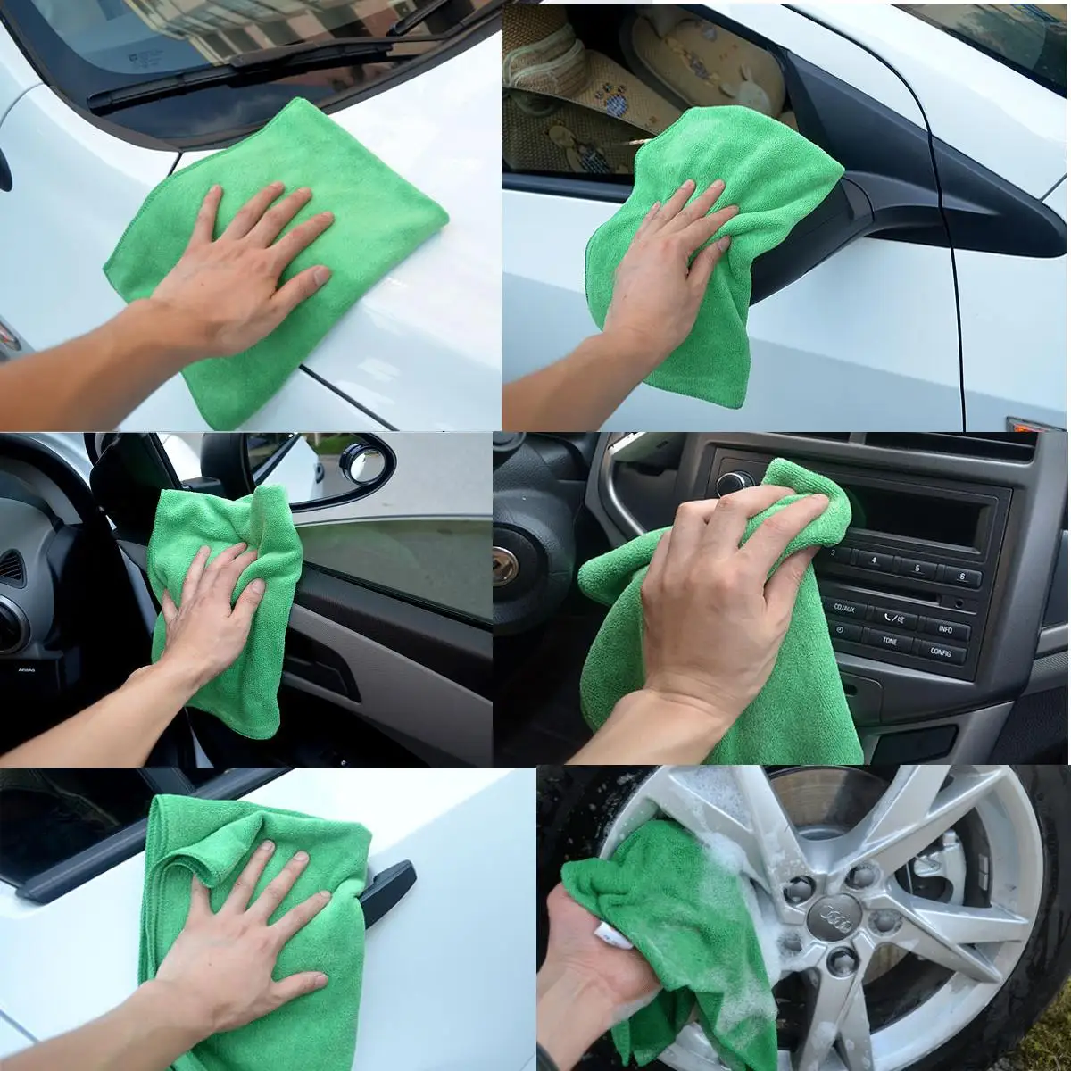 

10/20Pcs Car Care Polishing Wash Towels Microfibers Car Detailing Cleaning Soft Cloths Home Window Washing Cloth Red/Green