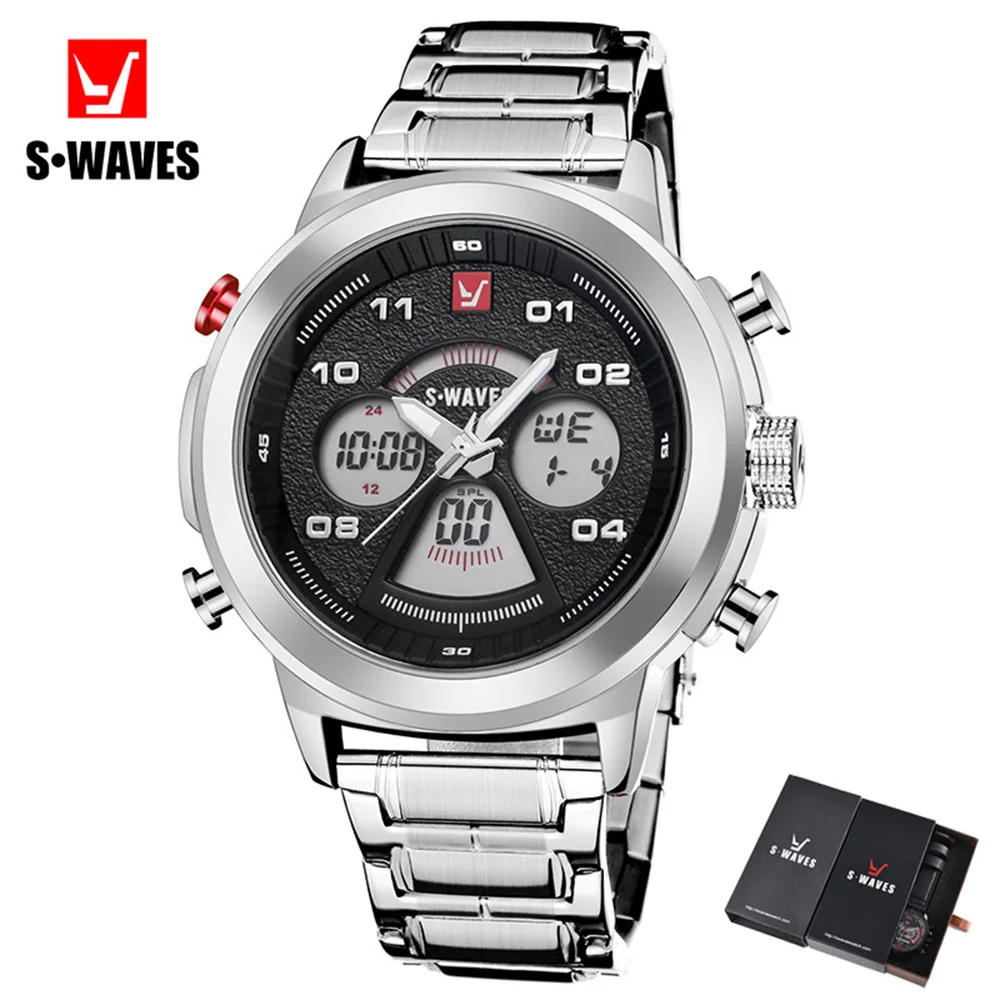 Часы наручные SWAVES Мужские кварцевые Роскошные Электронные Водонепроницаемые
