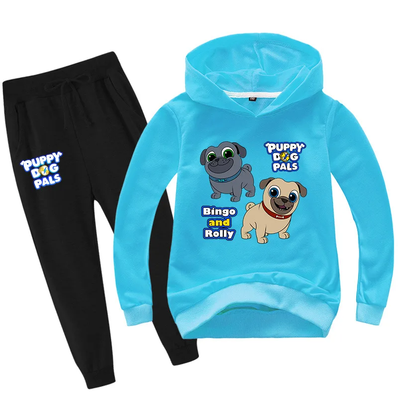 

Spring & Autumn Children's Clothing Baby Boy Cartoon Puppy Dog Pals Hoodie Set Kids Girl Sweatshirts + Black Jogging Pants Suits