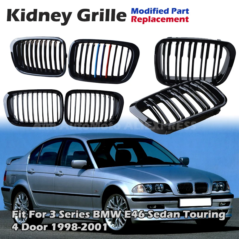 Kidney Grille Front Bumper Racing Air Inlet Grill Fit For 3 Series BMW E46 Sedan Touring 4Door 1998-2001 Car Accessories