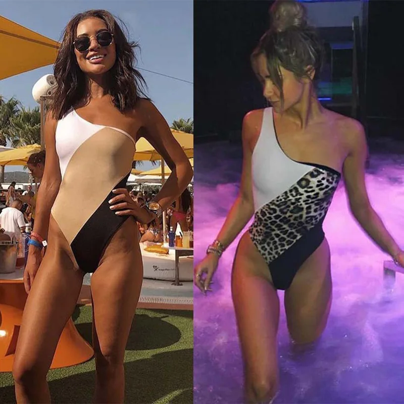 Купальник желтый женский купальник на одно плечо Женский Цельный боди лето 2020