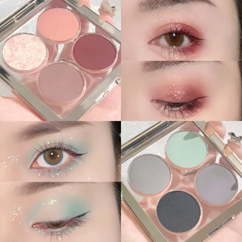 

Korean pink eyeshadow palette portable pearlescent matte waterproof pumpkin mini contour palette bright eyeshadow cosmetics
