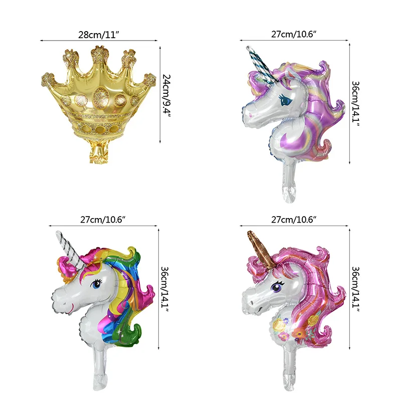 

14pcs/set Rainbow Number Balloon Crown Unicorn Foil Helium Balloons Kids Birthday Party Baby Shower Decoration Supplies for Home