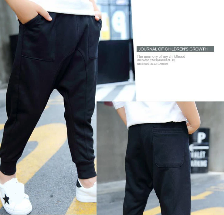 

Boy Trousers Children Harem Pants Kids Autumn Winter Clothes for Baby Boys Pants black solid warm cotton