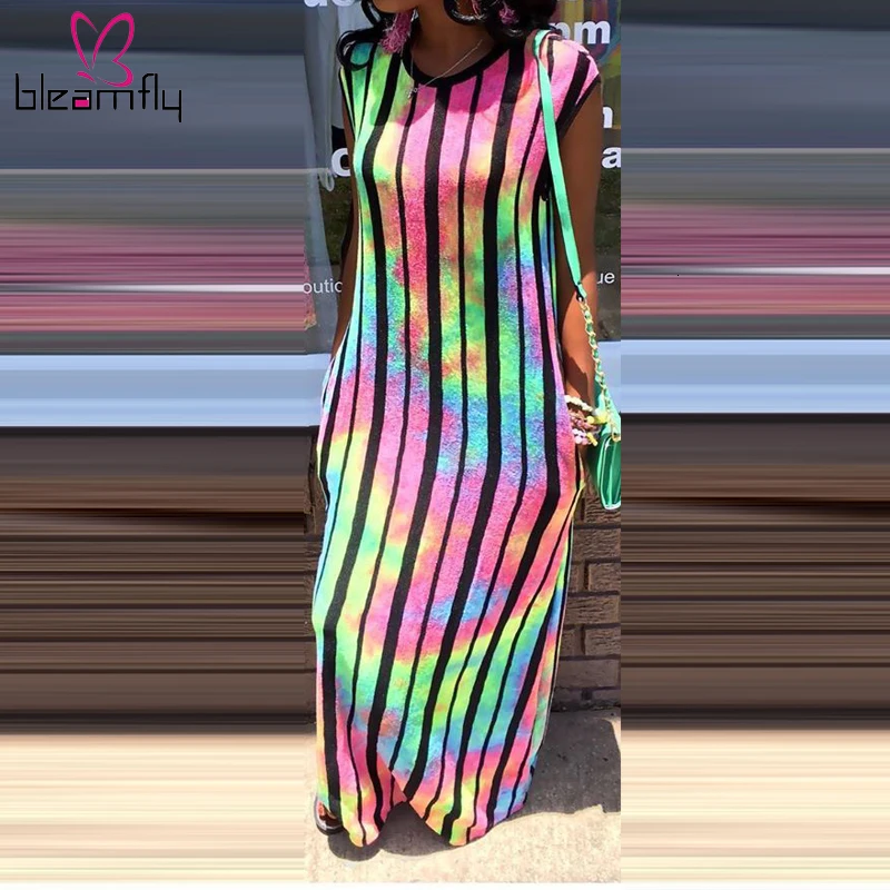 Женское летнее Полосатое облегающее длинное платье макси Сексуальные вечерние