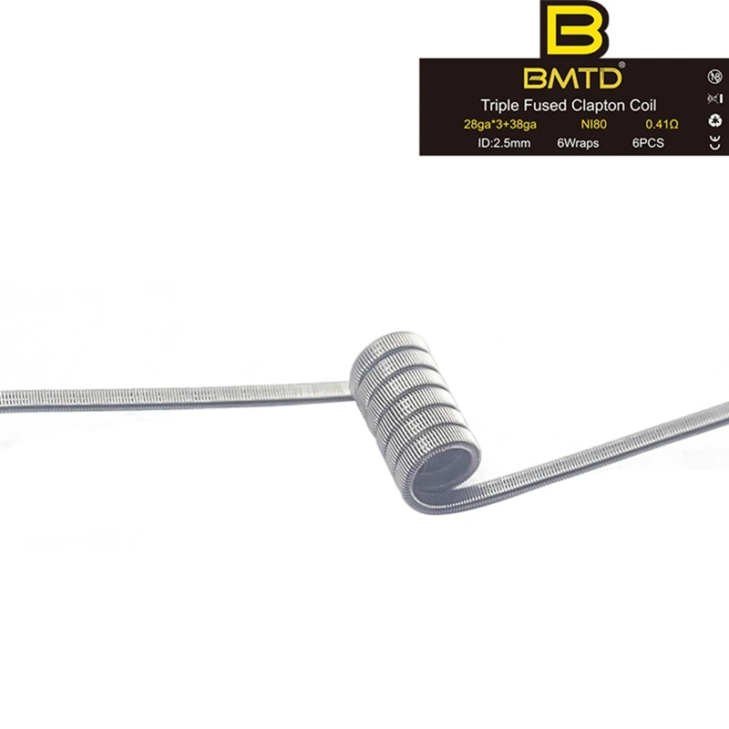 BMTD MTL Clapton намотка FUSED Clapton Ni80 Prebuilt катушки для DIY MTL Vaper RDA RTA танк-атомайзеры с высоким сопротивлением