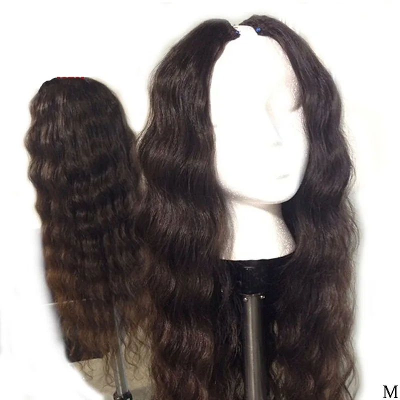 

Free Shipping 28inch Long U Part Wig Human Hair 180 Density Glueless Human Hair Wigs 10A Indian Remy Hair Body Wave Can Be Dyed