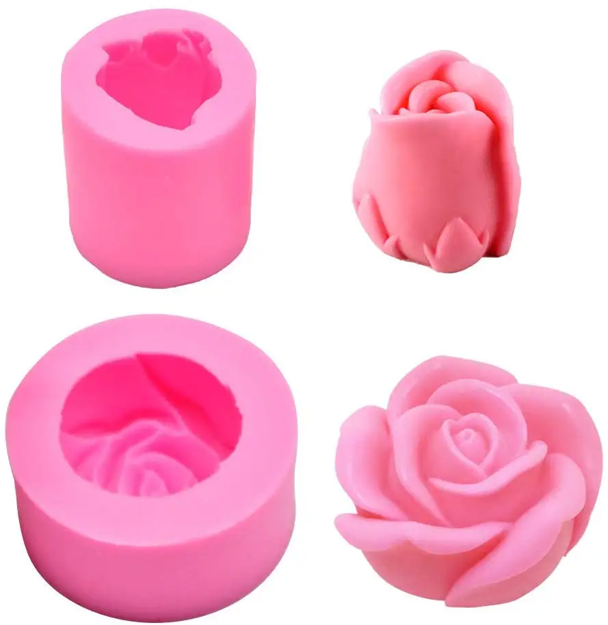 

3D Rose Flower Candle Molds Craft Art Silicone Mold for Fondant Making Beeswax Handmade Soap Lotion Bar Crayon Wax Plaster