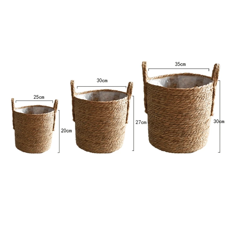 

Nordic Handmade Flower Basket Straw Storage Basket Rattan Floor Indoor Flower Pot Crafts Decoration Home Living Room Decor