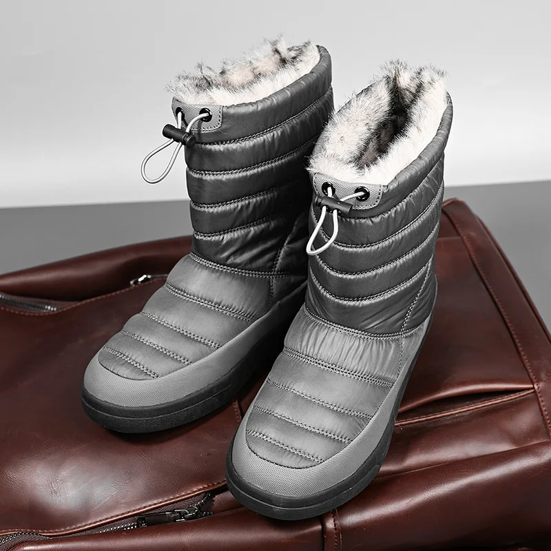 

Winter Snow Women Boots Waterproof Faux Fur Hot Warm Mid Calf Ladies Women Botas Elastic Solid Flats Non-Slip Boot Plus Size 43