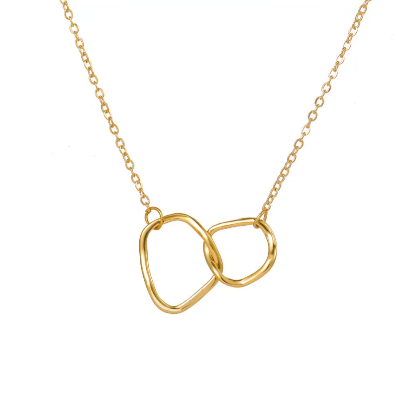 

Summer Double Ring Design Clavicle Chain Couple Necklace for Women New Trend Jewelry