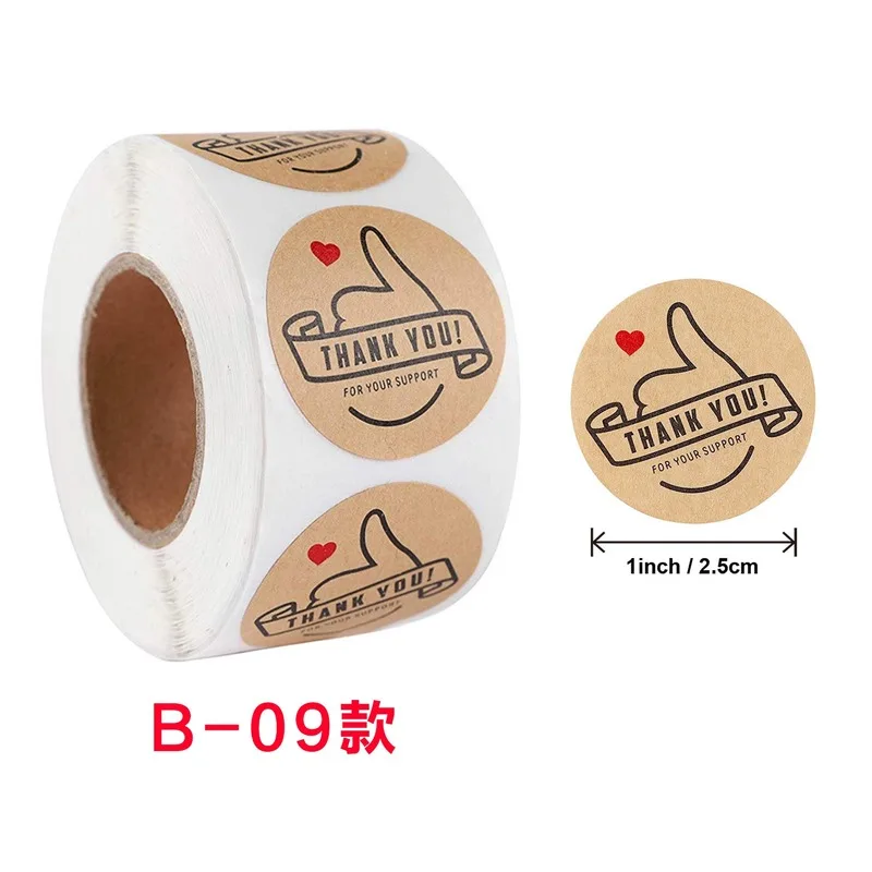 500pcs/roll Kraft Paper Round Thank You Stickers for Package Seal Labels Custom Sticker Handmade Decoration Gift Wedding | Украшения и