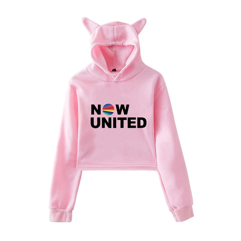 

Trendy Women Now United Cat Ear Hoodies NU Team Pullover Tops Girls Kawaii Clothes Harajuku Sweatshirts Bluza Damska Streetwear