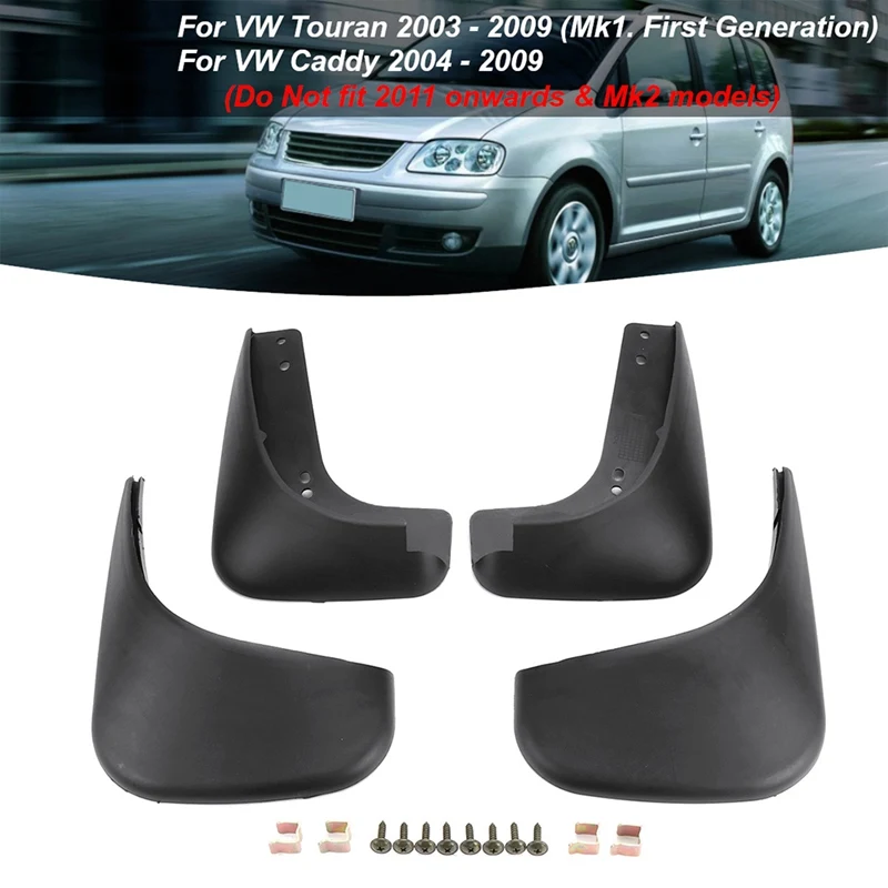 

Black Plastic Front Rear Mudguards for VW Touran Caddy 2009 2008 2007 2006 2005 2004 VW Touran Mudflap Fender Splash Guard