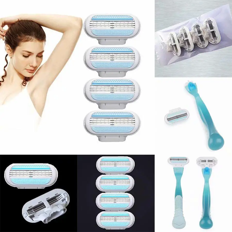 4 шт. совместимое с MACH ручное трехслойное бритвенное лезвия бритва для женщин