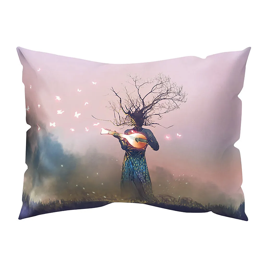Ouneed Cushion Cover Creative night sky landscape oil painting Decorative Pillows Polyester Home Decors cuscini decorativi | Дом и сад