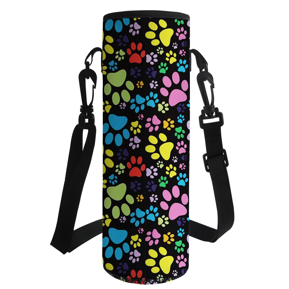 

Insulated Neoprene Water Bottle Holder Bag Pouch Cover Colorful Cartoon Dog Paw Print Water Bottle Carrier 500-1000ML