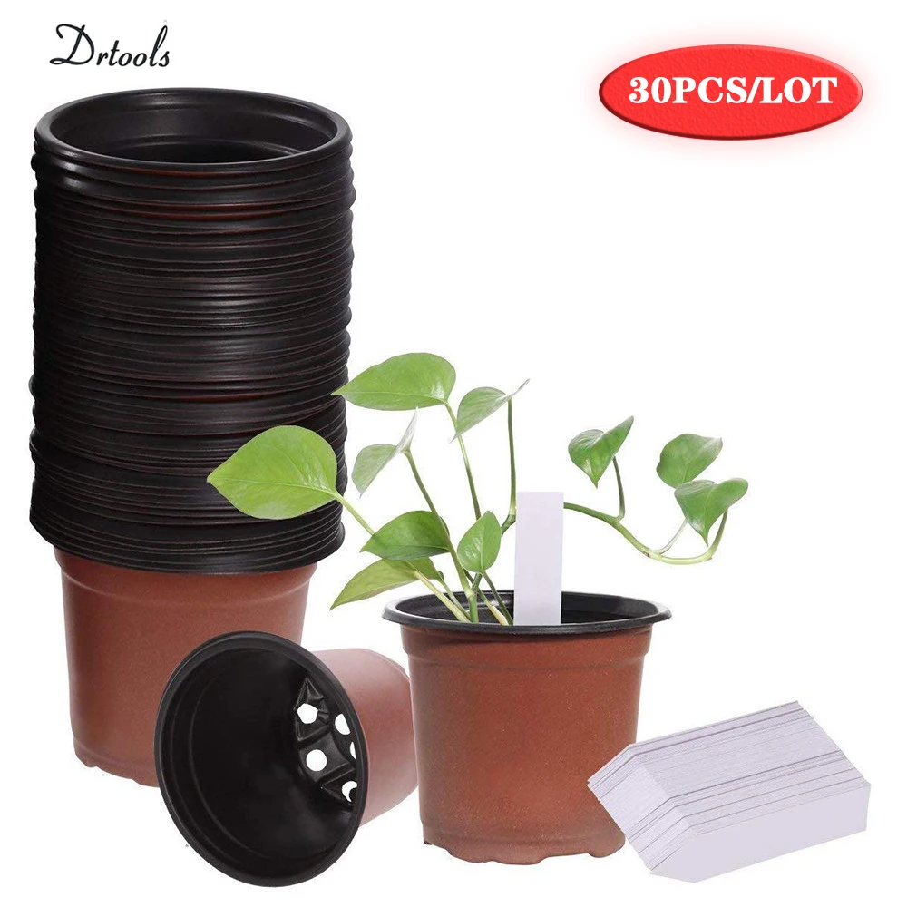 Пластмассовые горшки для выращивания растений, саженцы, дополнительные 30 шт., контейнер для цветов, детские горшки для рассады, 30 шт.