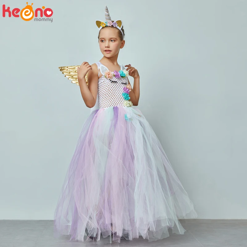 Пастельное платье-пачка с единорогом для девочек детское праздвечерние чное