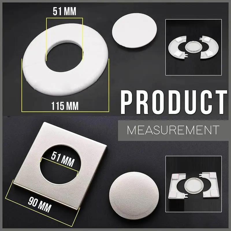 Self-Adhesive Wall Hole Cover Stickers for Air Conditioning Pipe Eyelet, Round/Square White Gold Silver image 5