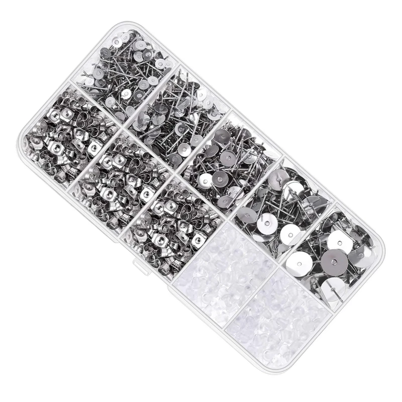 

1800Pc 4-10mm Ear Needle Set DIY Handmade Earring Butterfly Earplugs Silicone Accessories Jewelry Making Repair Tool