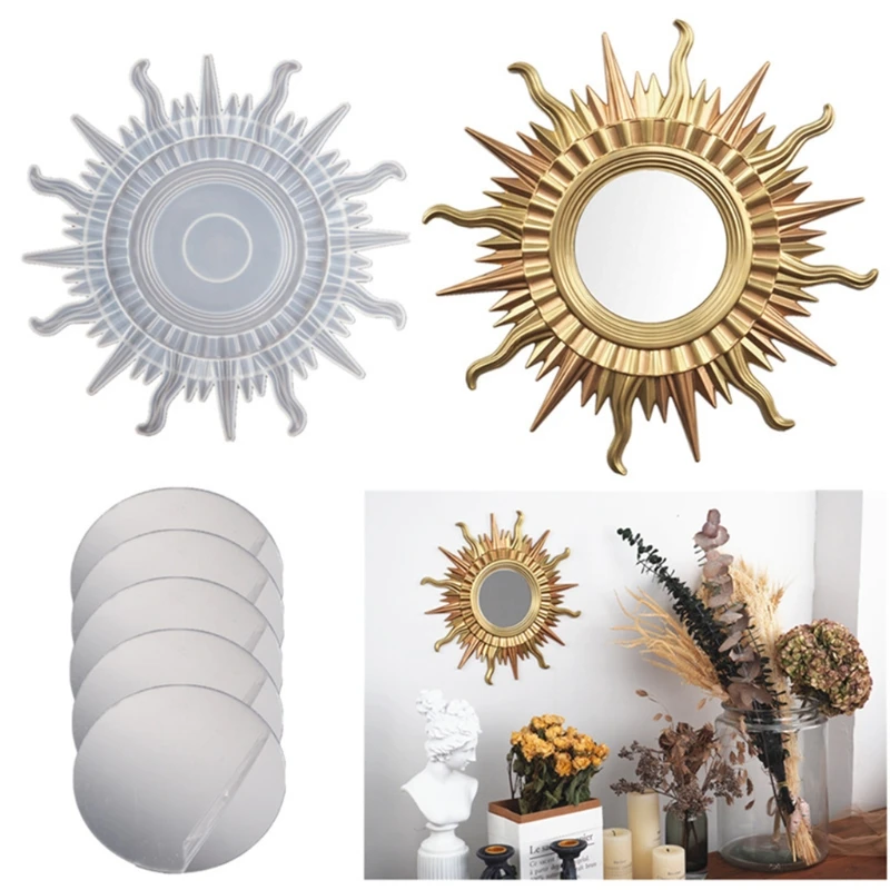 

Sun Shaped Mirror DIY Epoxy Resin Mold Wall Decoration Silicone Mould Craft Tool 72XF