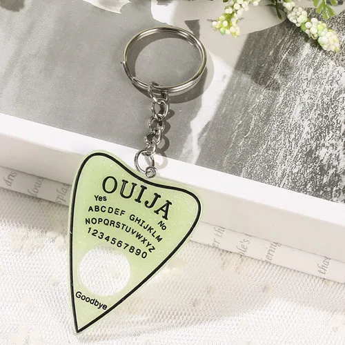 1 шт. цепочка для ключей для сумки Ouija Planchette амулеты градиентная смола доска брелок для женщин - Цвет: glitter green