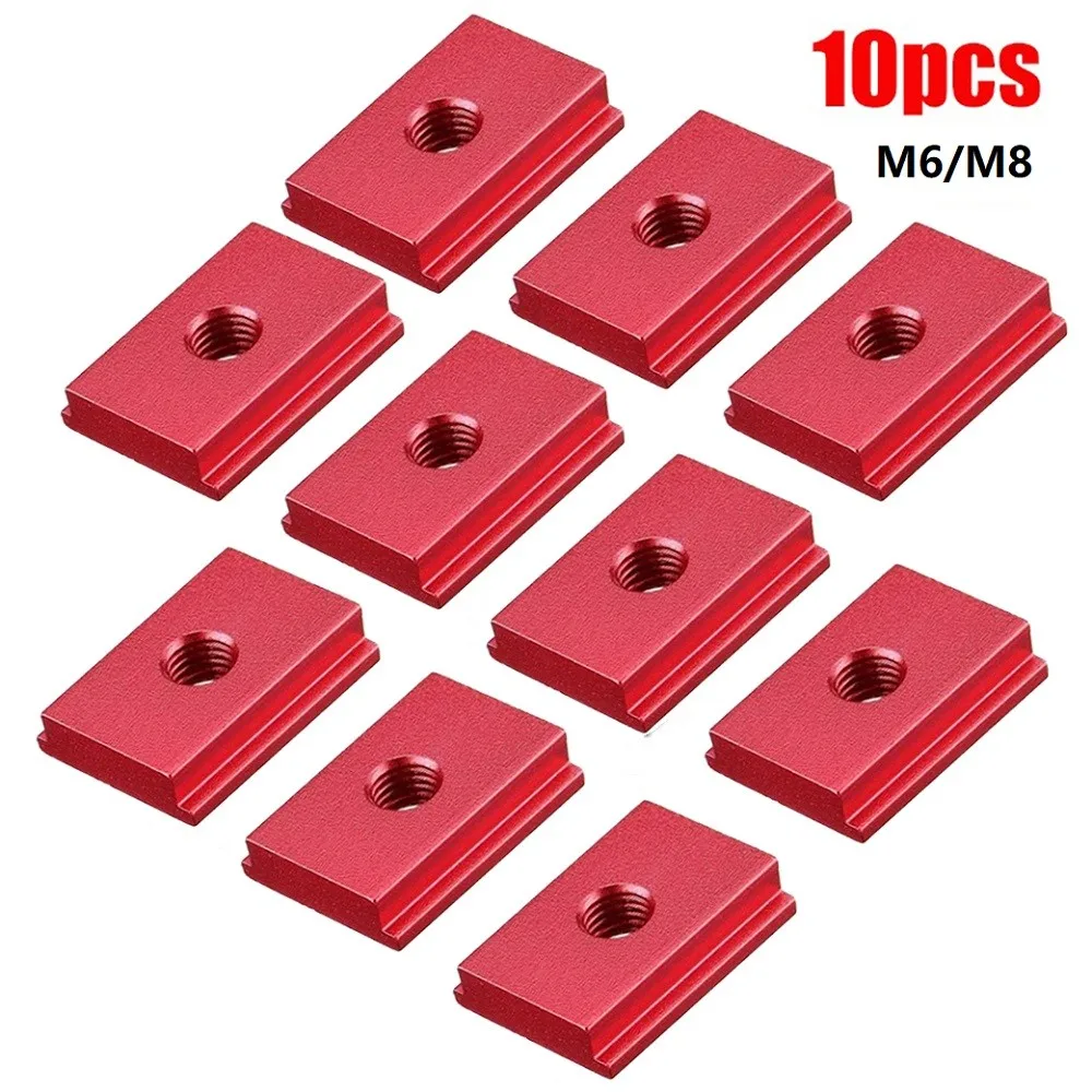 

10PCS M6/M8 T-tracks Model Aluminium Alloy T-Slot Nut Standard Slider Miter Woodworking Jig Tool Workbench Router Table Fastener