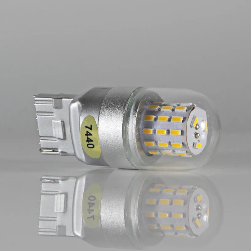 Светодиодный светильник с can bus T20 7440 W21W WY21W 7443 AC/Dc 12v 24v 3W стеклянная оболочка для