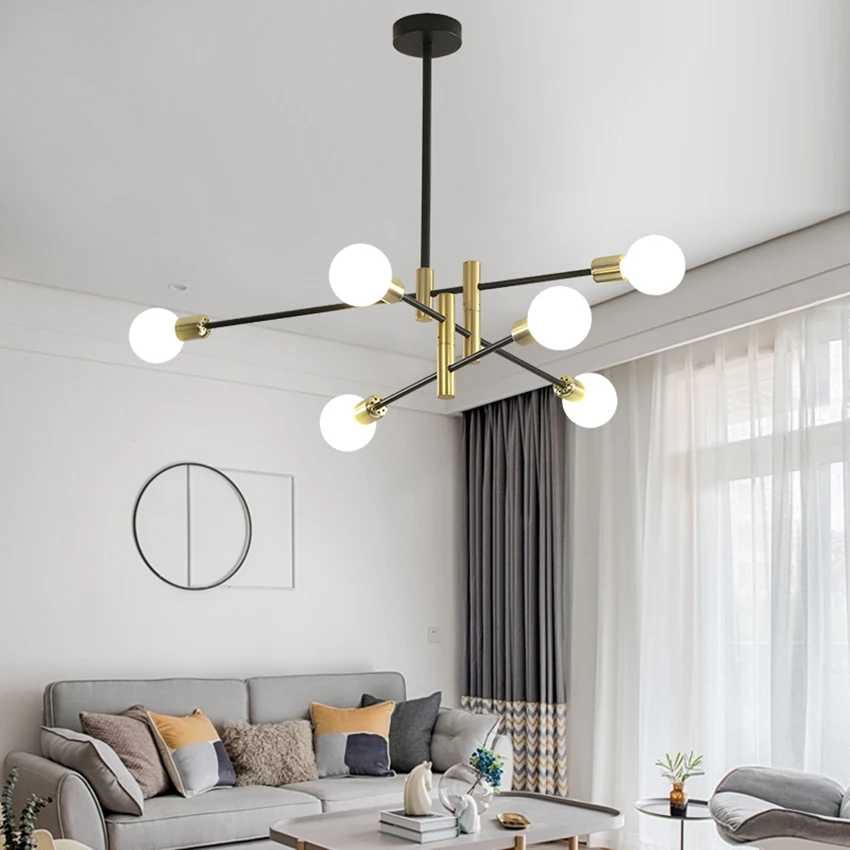 Скандинавская люстра из кованого железа постмодерн 4-6 насадок E27 Подвесная лампа