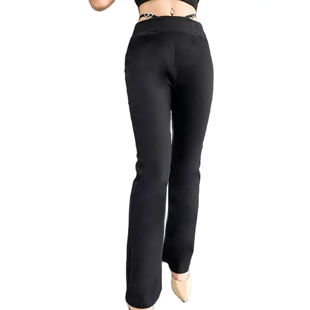 

Casual Flare Pants Women Fashion Solid Color Love Heart Strap Skinny Bell-bottom Long Trousers High Waist Pants for Female