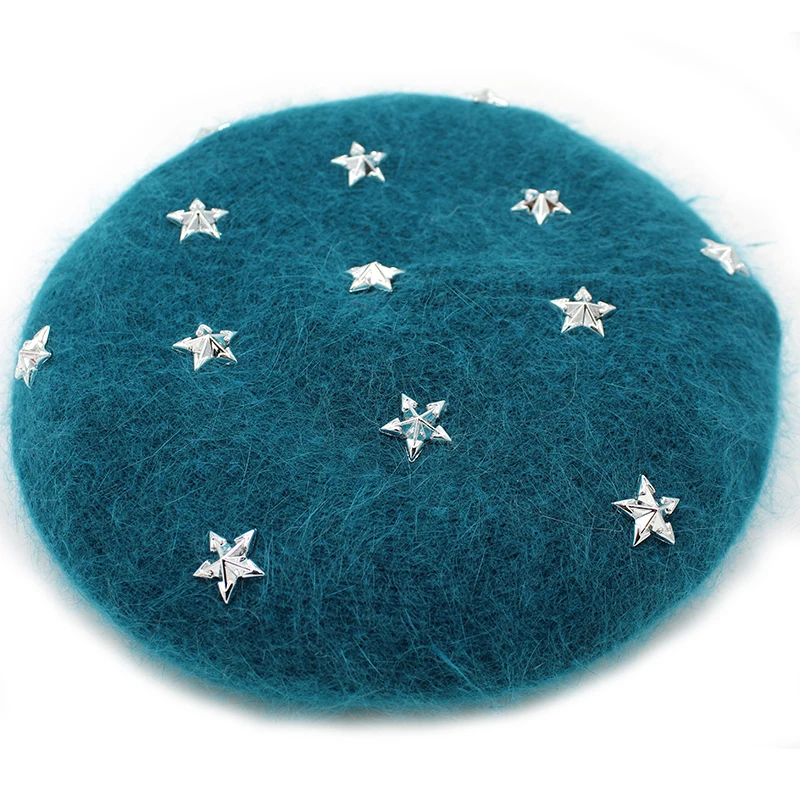 Модный новый женский берет из ангоры [Rancyword] Однотонный шапки зимняя