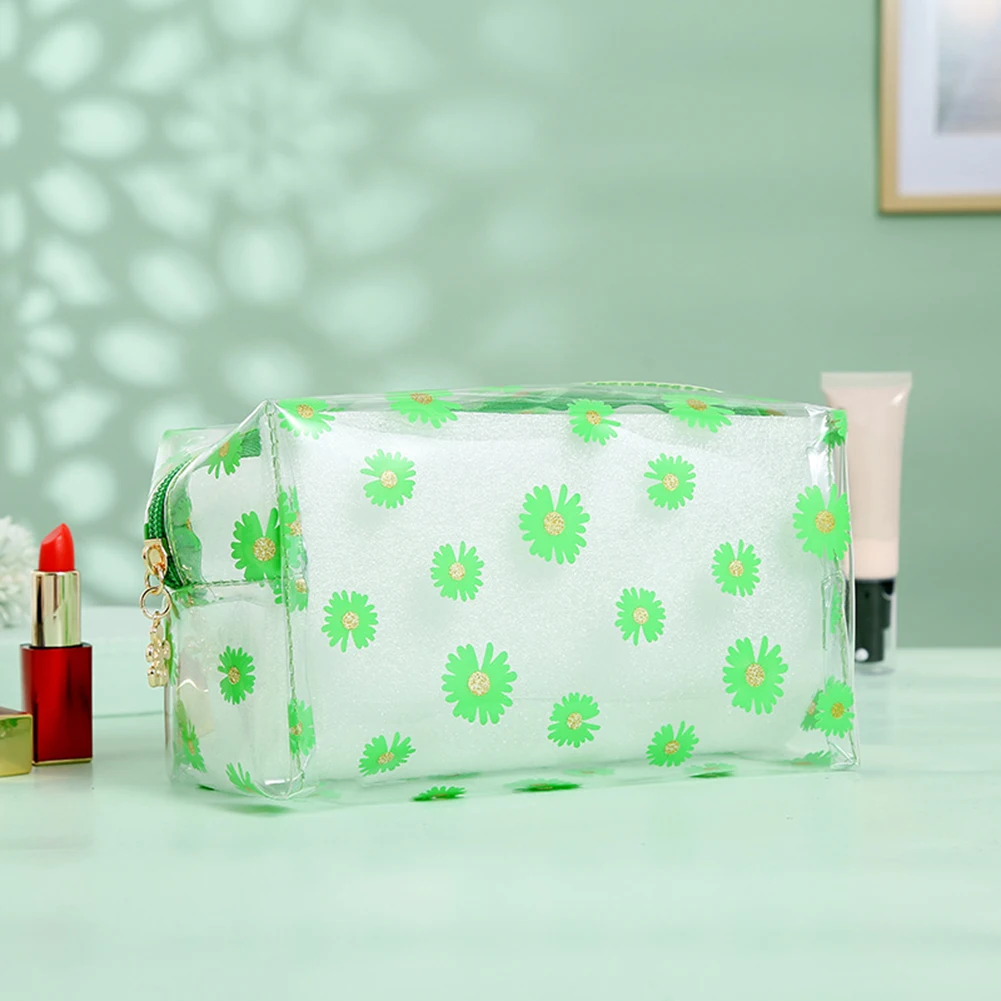 

Travel Transparent Cosmetic Bag Classic Texture Delicate Creative Design Chic Daisy PVC Women Makeup Bags Beauty Case Pouch