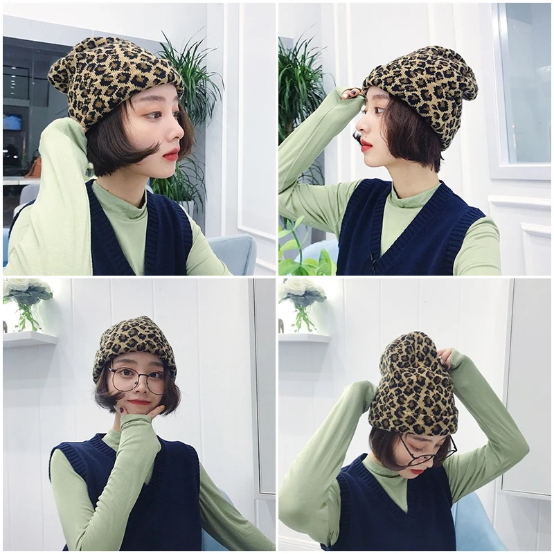 Зимние шапки WEOOAR для женщин мужские вязаные шапки-ушанки Роскошные леопардовые