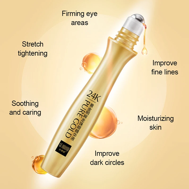 SENANA 24K Gold Bright Eyes роликовая Сыворотка против старения удаляет отечность темные