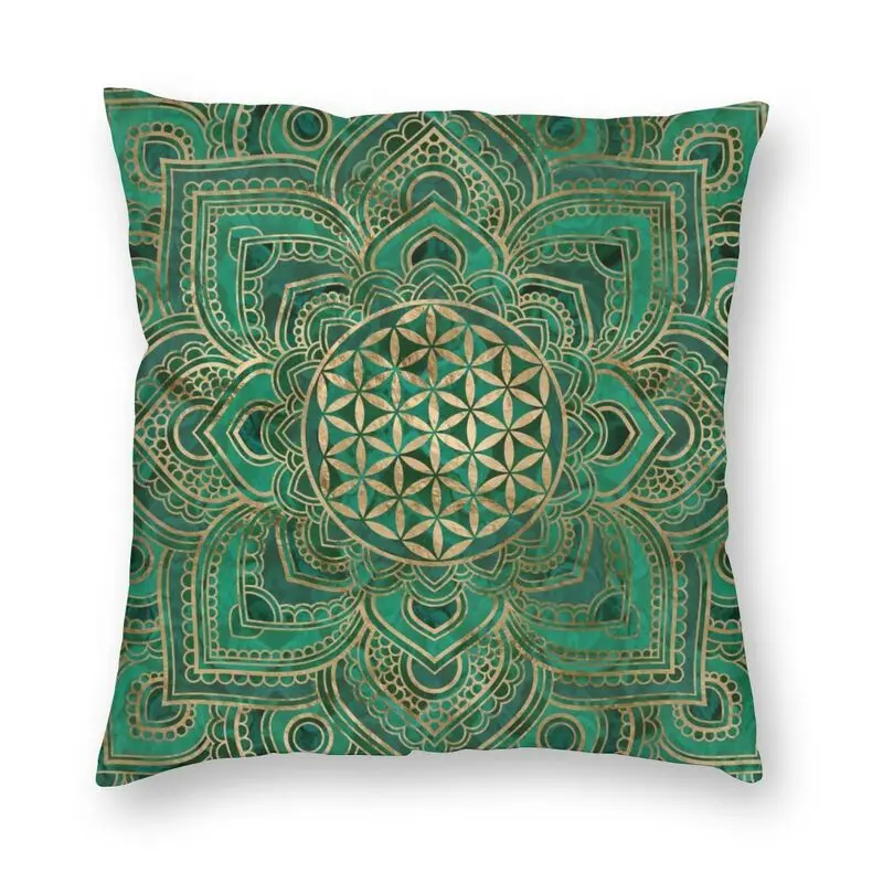 

Flower Of Life In Lotus Sacred Geometry Throw Pillow Covers Decoration Mandala Meditation Outdoor Cushions Square Pillowcase