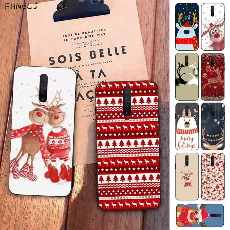 

FHNBLJ New Year Christma Deer Santa Bling Cute Phone Case for Redmi 5 6 7 8 9 A X pro plus K20 S2 K30 pro Go
