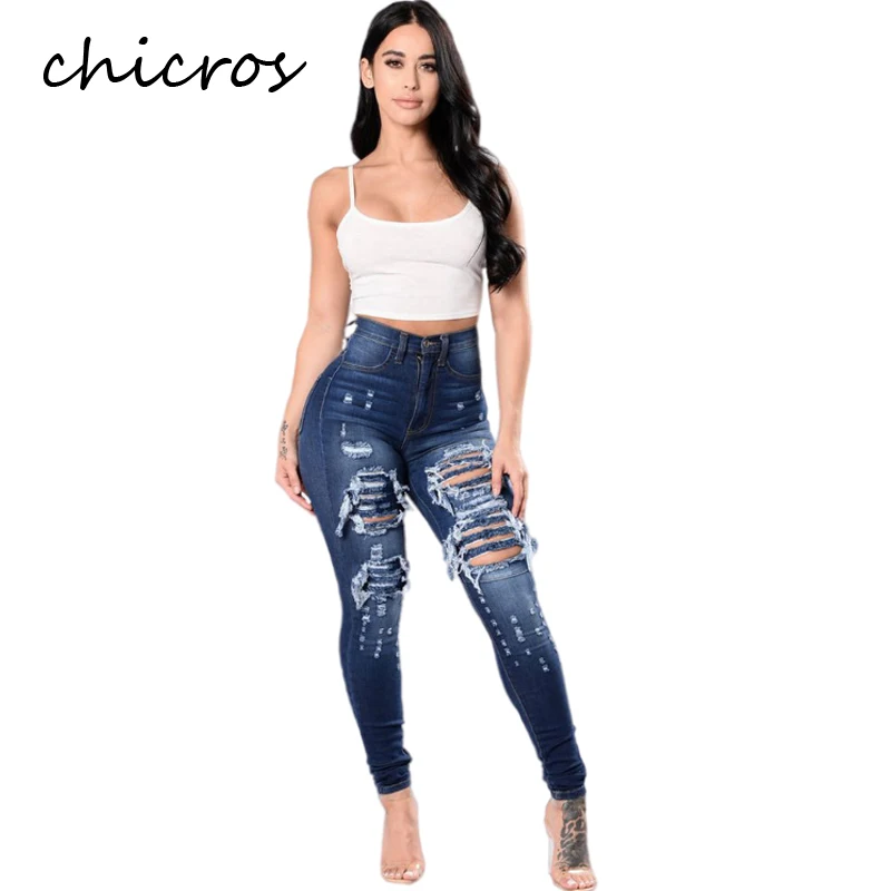 

Женские рваные джинсы Chicros, брюки стрейч, облегающие джинсы, новинка осень-зима