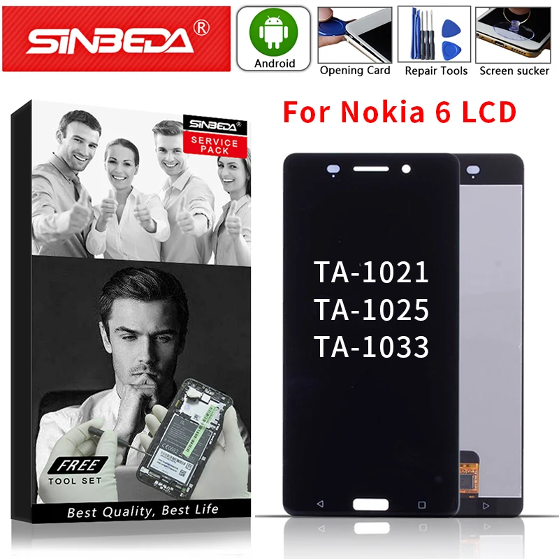 ЖК дисплей 5 дюймов для Nokia 6 TA 1021 1033 1025 с сенсорным экраном и дигитайзером в сборе