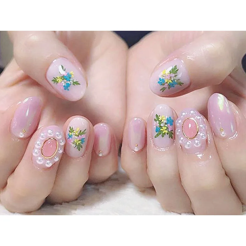 12 стилей сушеных цветов украшения для ногтей натуральные Цветочные наклейки 3D