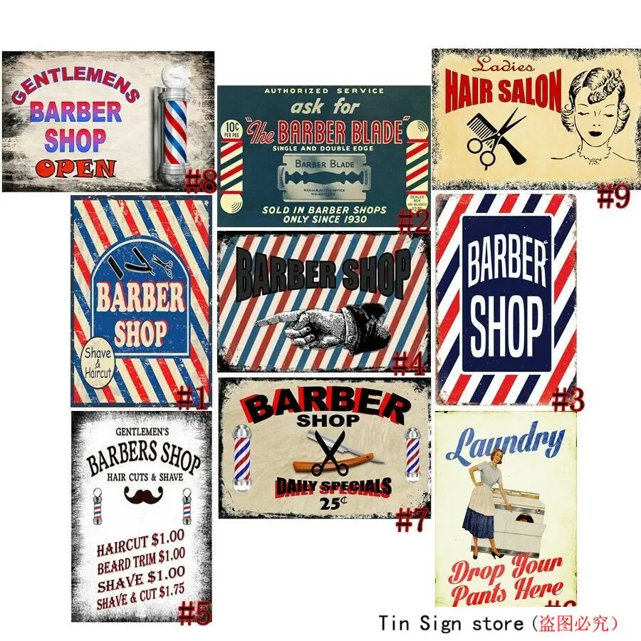 Металлическая жестяная вывеска для парикмахерской винтажная тарелка белья
