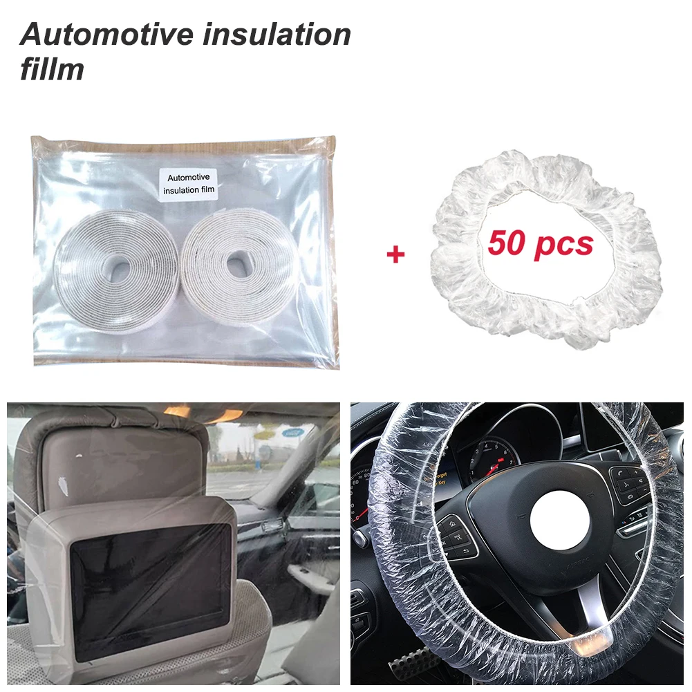 Universal Car Taxi Isolation Protective Film Transparent with 50pcs Disposable Plastic Steering Wheel Cover Waterproof Dustproof |